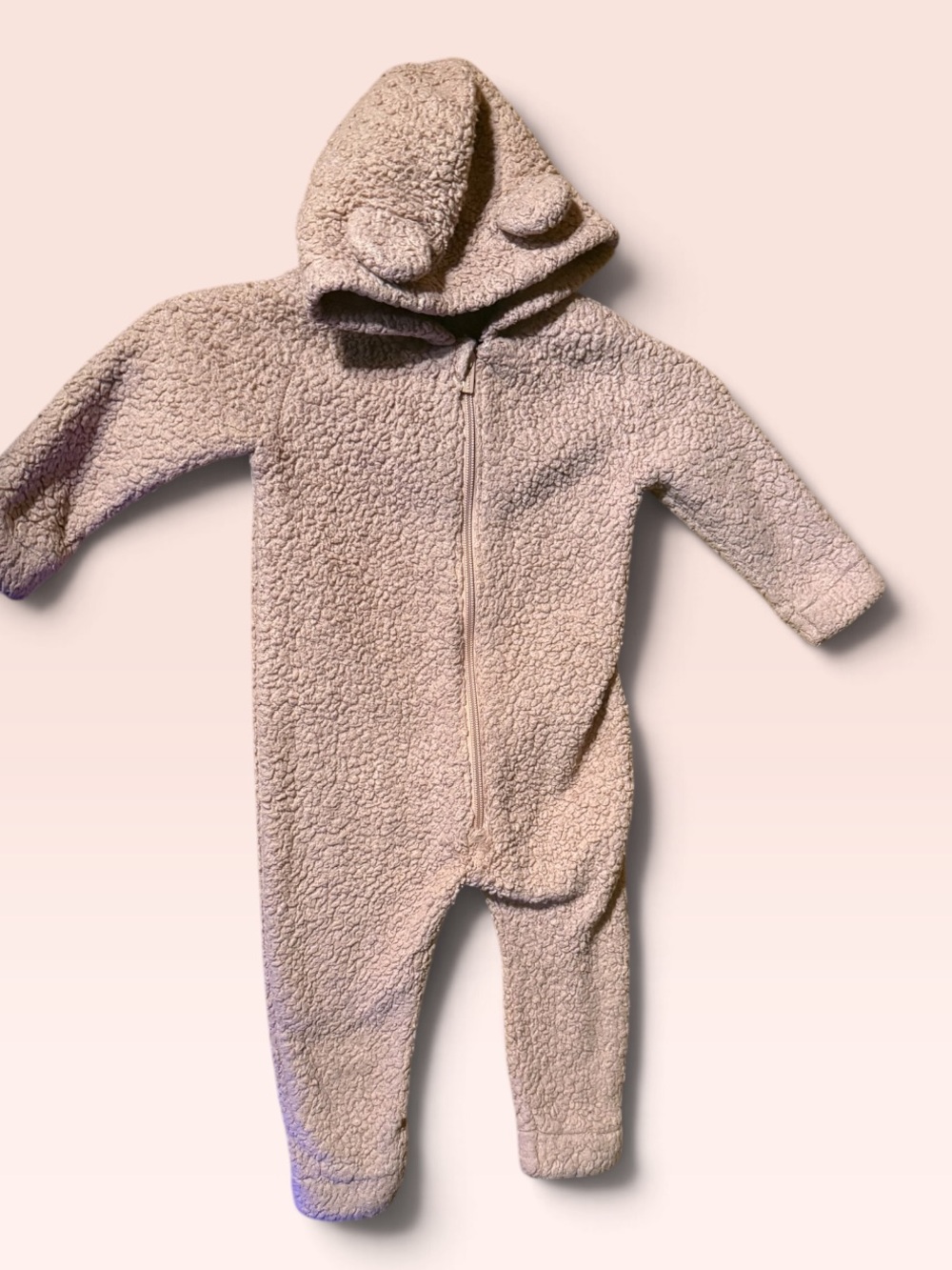 Old Navy Baby Hooded Fleece Zip One-Piece Coverall mauve Pink 18-24 Months